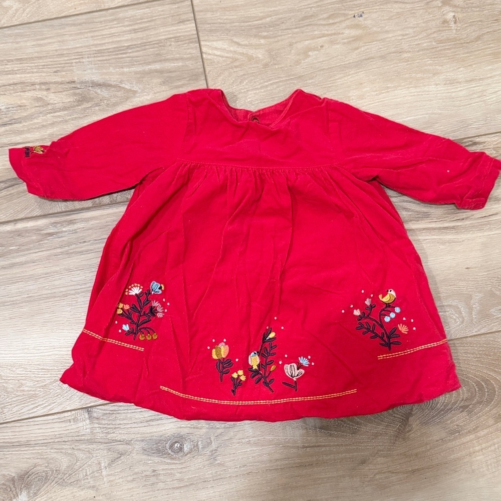 Catimini Red Kids Dress with Floral Embroidery